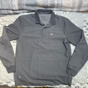 Figs Men's Graphite Long Sleeve Chisec Polo Shirt